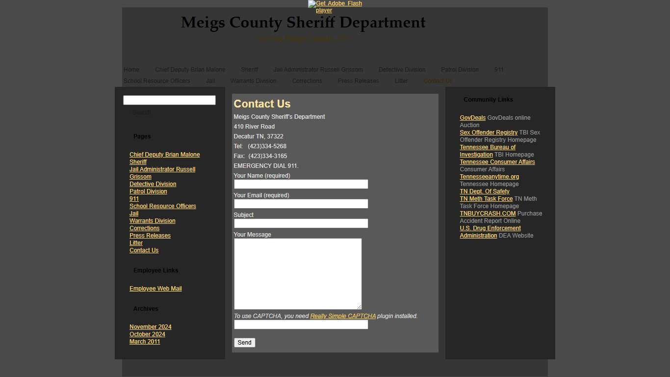 Contact Us | Meigs County Sheriff Department